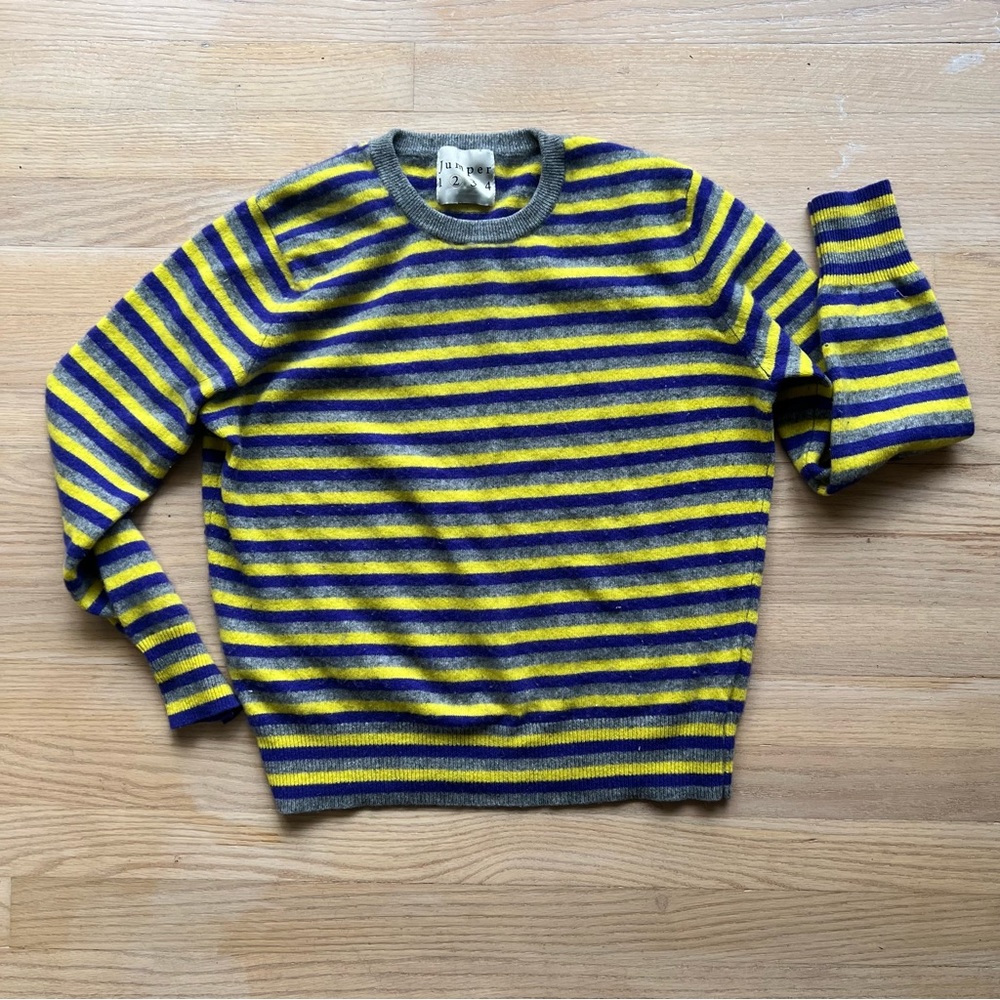 Striped Yellow and Purple Women's Sweater